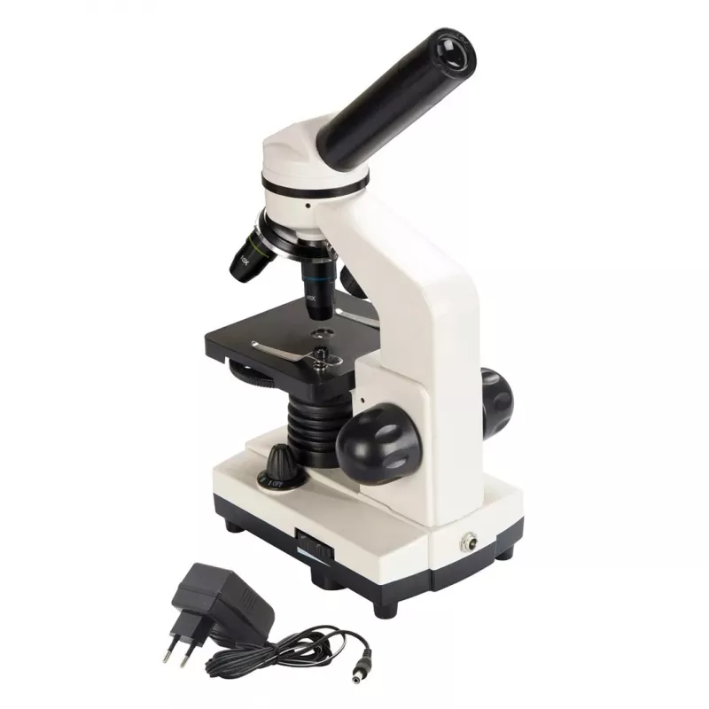 Deltaoptical DO-3210 liitoptiline mikroskoop — monokulaarne, 3 akromaatilist objektiivi, LED-valgustus, 40–400×, 45° kaldega pööratav pea
