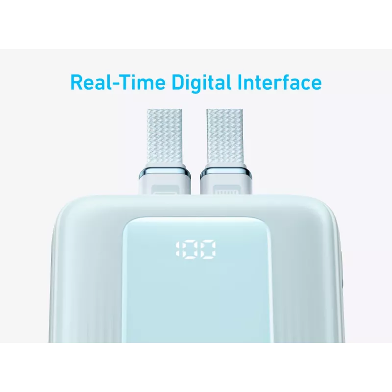 Anker Power Bank sisseehitatud USB-C ja Lightning kaabliga | A1680031 | 10000 mAh | 30 W | Sinine