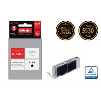Activejet ACC-551BN tindikassett (asendus Canon CLI-551BK-le; Supreme; 15 ml; must)