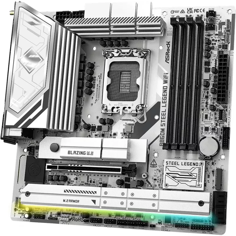 Emaplaat ASRock B860M Steel Legend WiFi — Intel B860, LGA 1851, micro‑ATX, DDR5, 4 DIMM, Wi‑Fi 6E, 2.5GbE