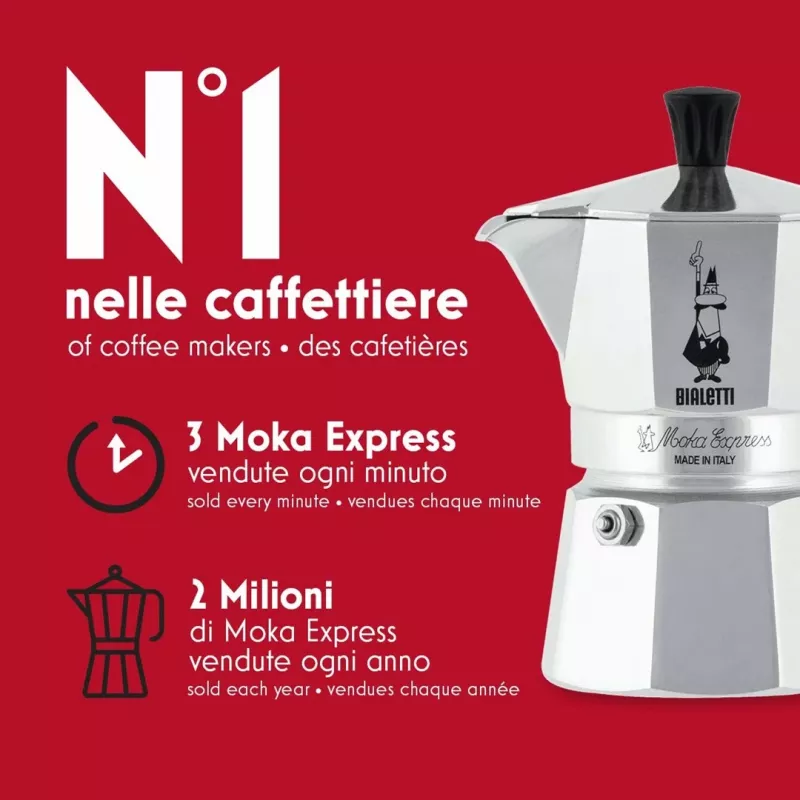 Bialetti Moka Express Moka pot 0.06 L Alumiinium, Must