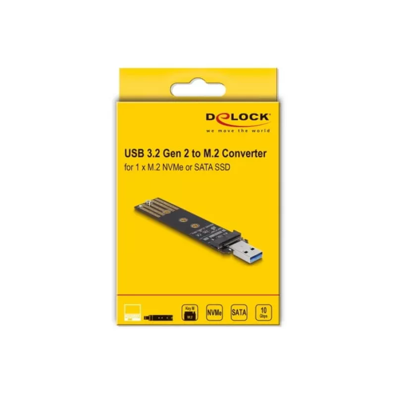 DeLOCK kombomuundur M.2 NVMe PCIe või SATA SSD jaoks USB 3.2 Gen 2 Must