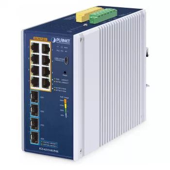 Hallatav kommutaator PLANET IP30 8-pordiline L2/L4 Gigabit Ethernet Alumiinium Sinine