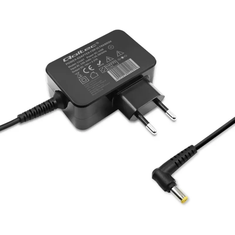 Laadija QOLTEC 52407 Toshiba Ultrabookile 45W 19V 2.37A toiteadapter