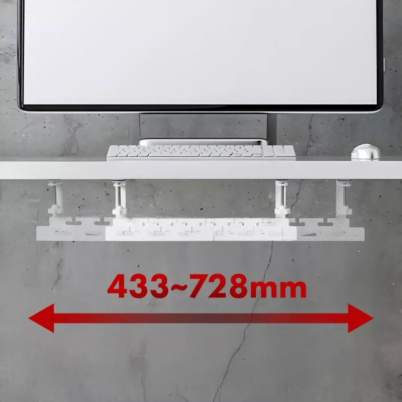 Maclean kaablikorraldaja laua alla, max koormus 5 kg, max 728 mm, valge, MC-103 W