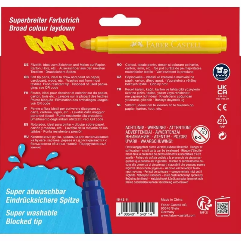 FABER-CASTELL Jumbo Super Pestav viltpliiats 12 tk