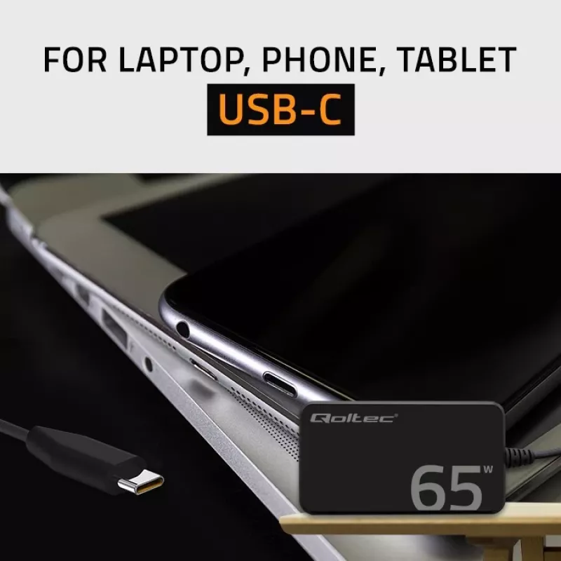 QOLTEC laadija 65W GaN Super Fast õhuke PD 5-20V 3.25A USB-C
