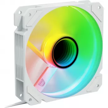 Korpuse ventilaator Sharkoon SHARK Mirror RGB PWM REVERSE 120 mm Valge, 500–1500 RPM, 99.52 m³/h, FDB
