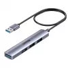 USB-jaotur Unitek H1208CGY01 — 4-pordiline USB 3.0 (5 Gbps), tagasiühilduv USB 2.0-ga, alumiinium
