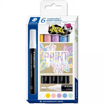 Markerite komplekt Staedtler Lumocolor 6 pastellvärvi — akrüültint, 6 pastelltooni komplekt