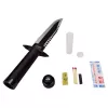 Fixed-blade survival knife cinema classic Rambo I CC-H1 — 360 mm üldpikkus, 225 mm sakiline terasest tera, must nahast tupp