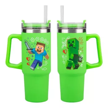 Paladone Minecraft roheline 900ml isoleeritud tass ja kõrs