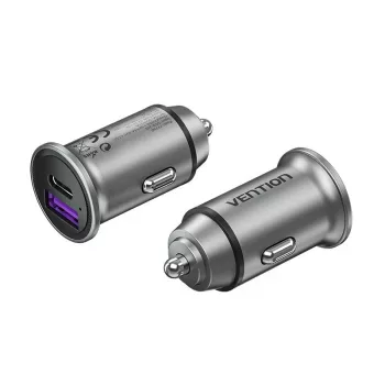 Vention kahe pordiga USB A+A (30+30) auto laadija hall ministiilis alumiiniumisulamist