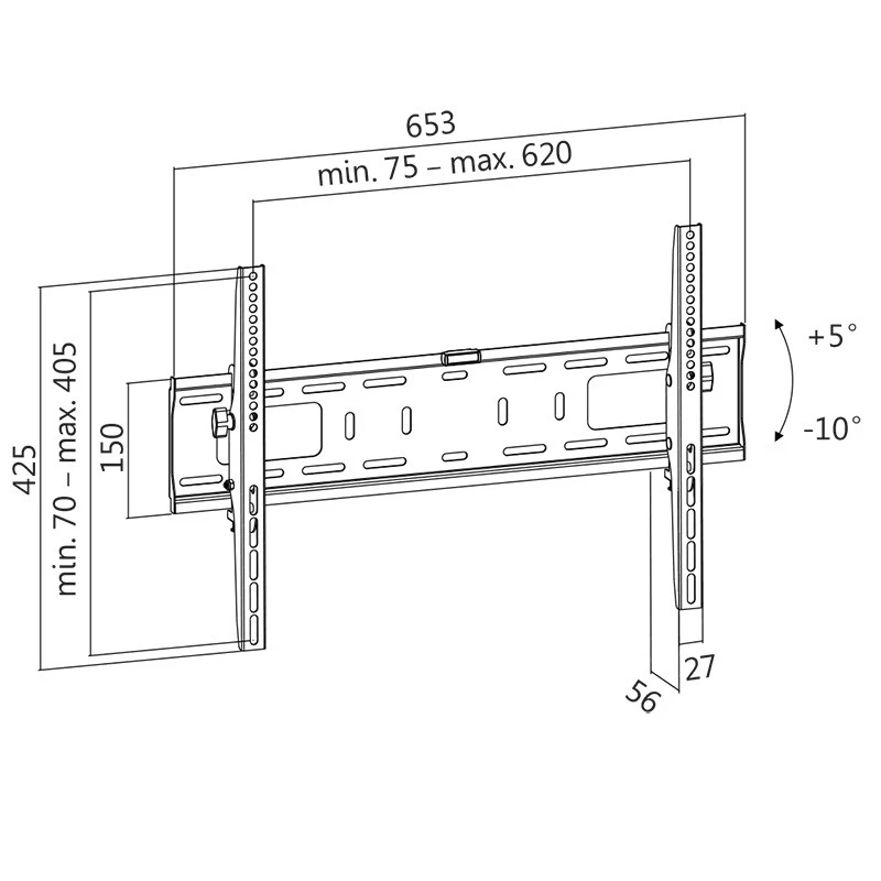 LogiLink BP0018 telerikinnitus/alus 177,8 cm (70) Must