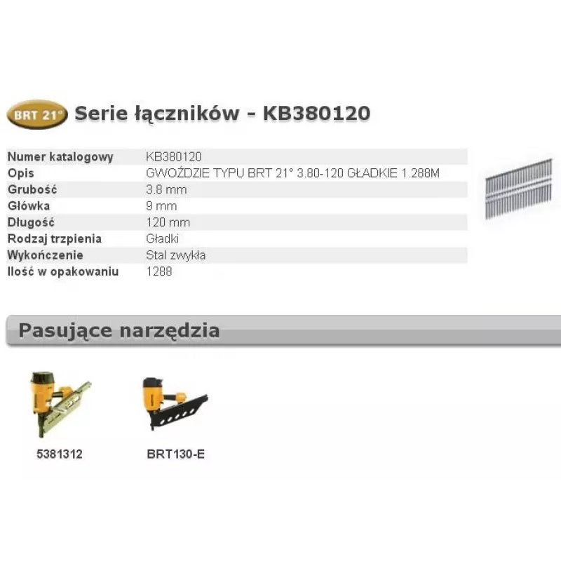Naelad Bostitch BRT 3,8 x 120 mm, 1288 tk (KB380120) raamimiseks ja ehituseks