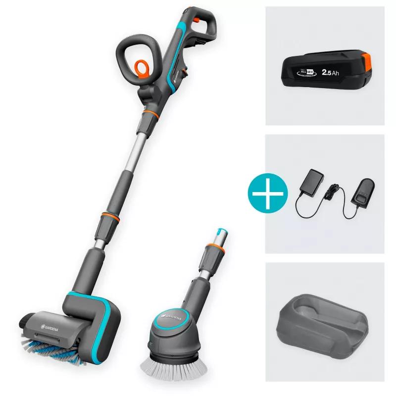 akutoimeline mitmepuhastusvahend AquaBrush Universal 18V P4A, kõva põranda puhastaja Hall/türkiis, Li-Ion aku 2,5Ah P4A, POWER FOR ALL ALLIANCE