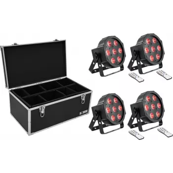 LED põrandavalgustite komplekt EUROLITE SLS-7 HCL 4x koos transpordikohvriga TDV-1