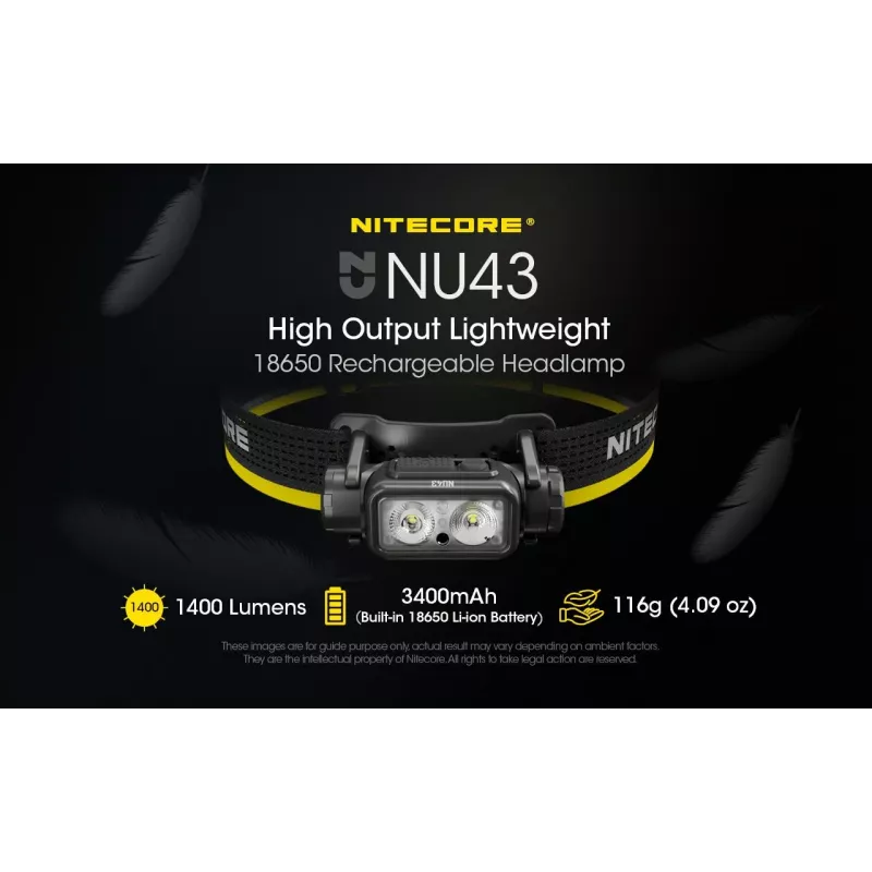 Pealamp Nitecore NU43 1400 luumenit kompaktne ja kerge