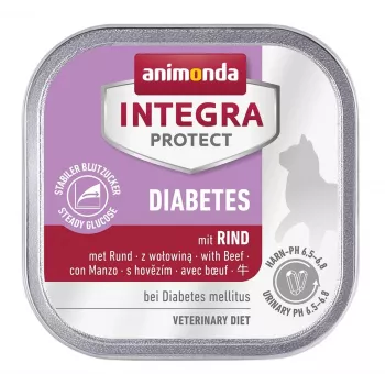 Märg kassitoit animonda Integra Protect Diabetes 100 g — veiseliha, täiskasvanud, glükoositaseme reguleerimine, teravilja- ja suhkruvaba