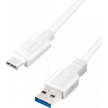 Logilink - USB-kaabel - USB-tüüp A (M) USB-C-le (M) pööratav - USB 3.2 Gen 1 - 3 A - 15 cm - valge (CU0172)