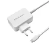 Toiteadapter QOLTEC 51039 65W AC-to-DC 220–240V 20.3V/3.25A Type C valge, 1.7 m kaabel