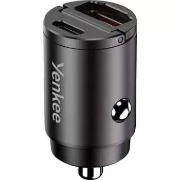 Autolaadija YENKEE CAR 02 Power Delivery 30W USB-A ja USB-C portidega