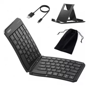Inateck täissuuruses kumer Bluetooth-klaviatuur N0131 QWERTZ käärikujuline lüliti Must
