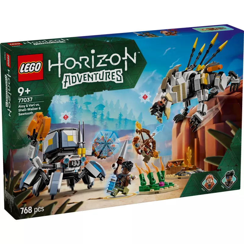 LEGO komplekt Horizon Adventures 77037 – Aloy ja Varl vs Shell-Walker ja Sawtooth, 768 tk, 2 minifiguuri