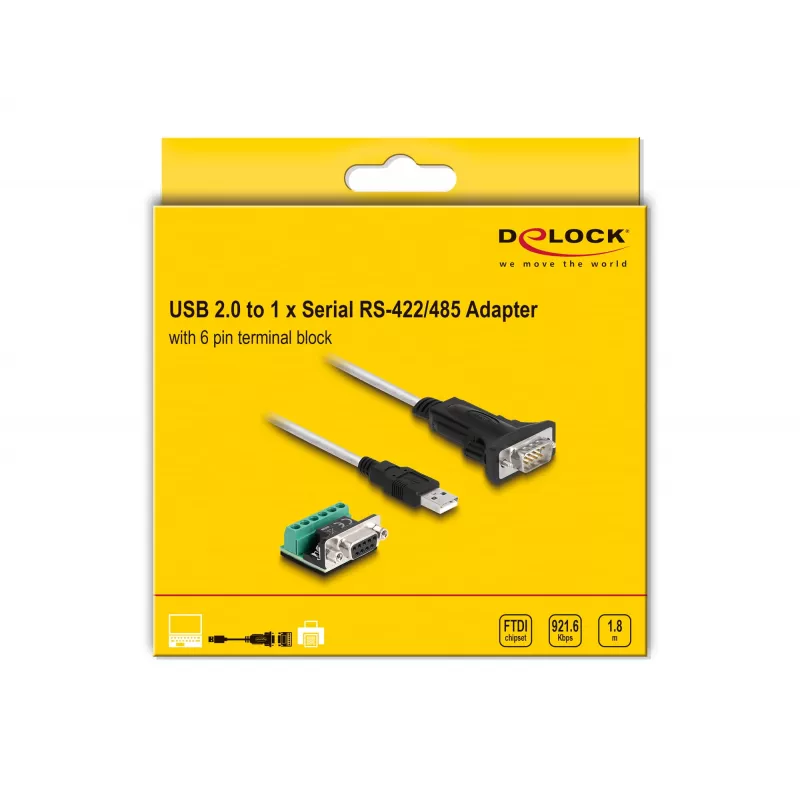 DeLOCK 63465 jadakaabel must läbipaistev 1,8 m USB tüüp-A DB-9
