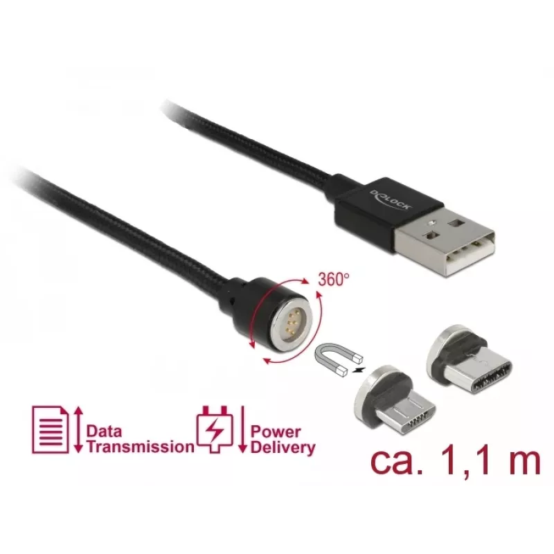 USB-kaabel DeLOCK 85723 USB 2.0 1,1 m USB A USB-C/Mikro-USB-B must