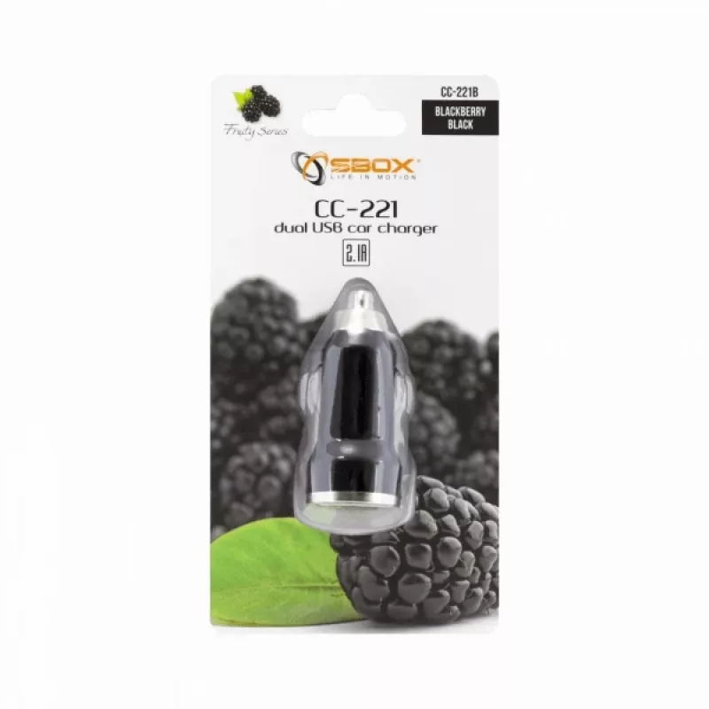 Sbox CC-221B Dual USB autolaadija CC-221B Mustberry must