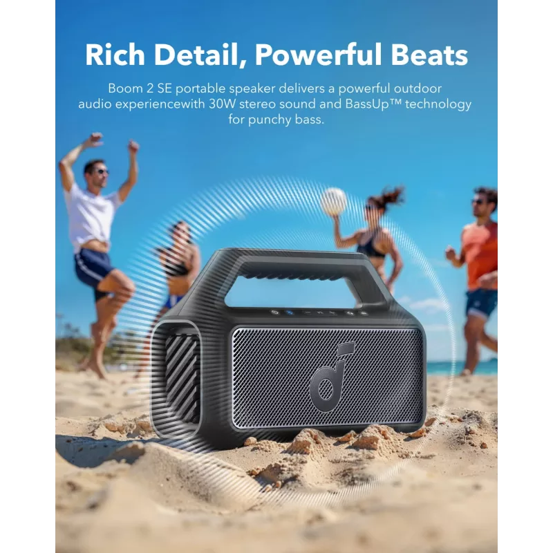 Stereo kaasaskantav kõlar Anker Soundcore Boom 2 SE — 2.0 kanalit, 30 W RMS, juhtmevaba, must