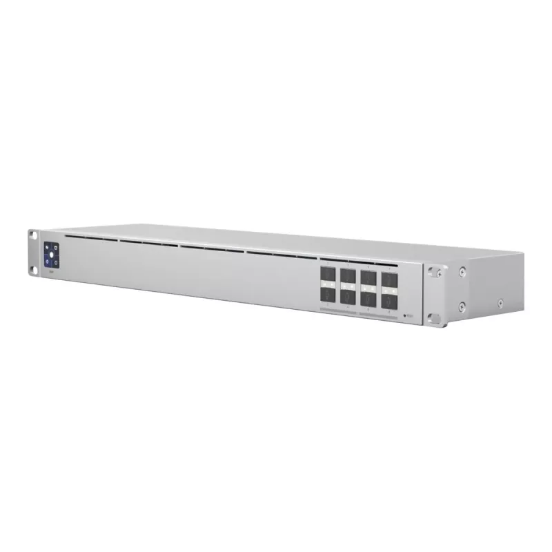 Hallatav L2 võrgulüliti UBIQUITI USW-Aggregation — 8 SFP+ pesa, 10G tugi, ventilaatorita, 1U riiulisse, hõbedane