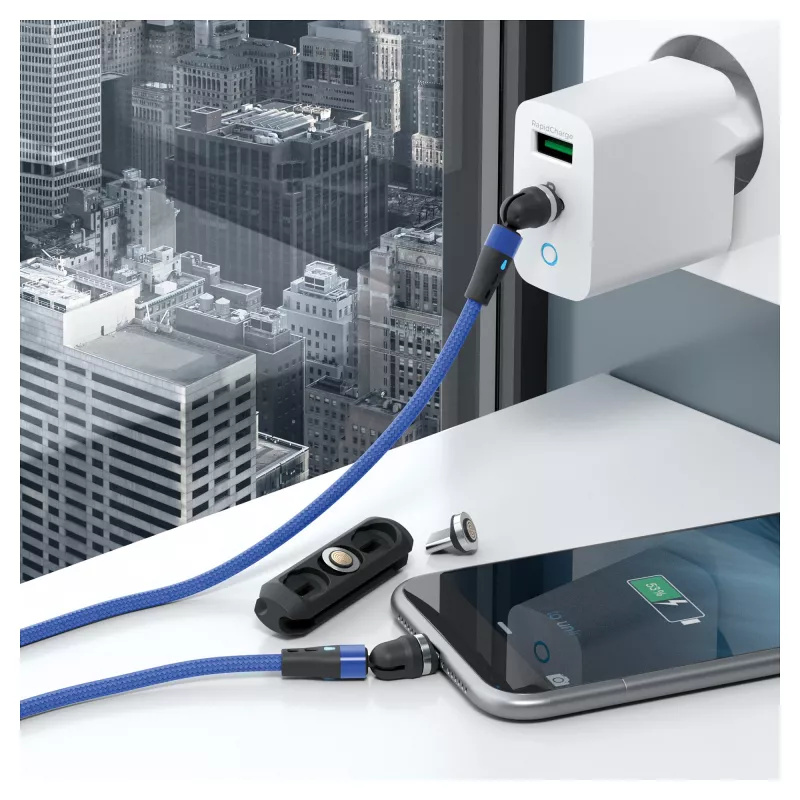 USB-kaabel RealPower MagneticCharge2 1m Sinine kiirlaadimine andmeedastus