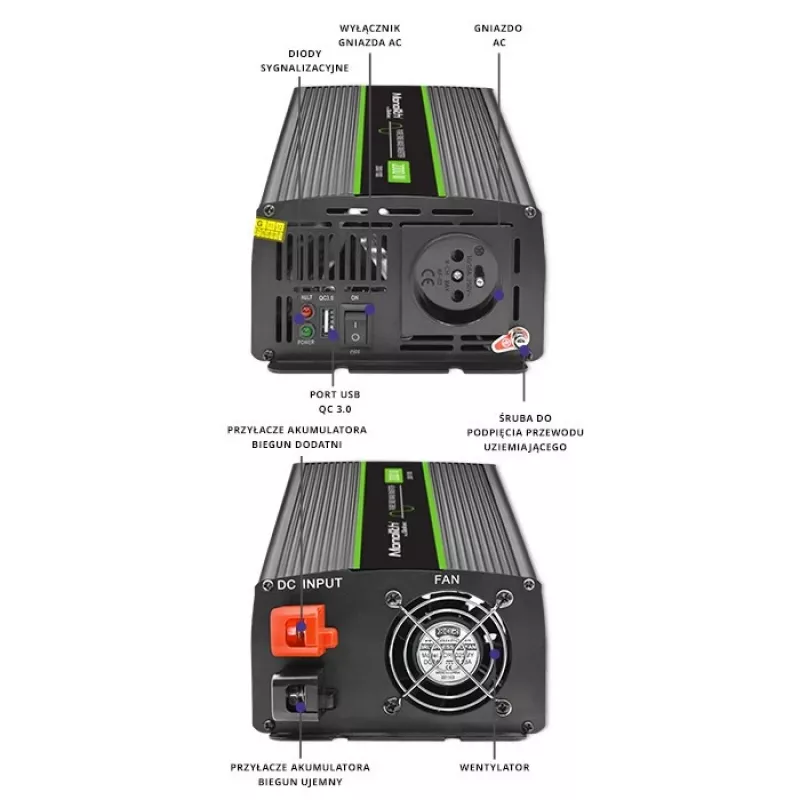 Autoinverter Qoltec Monolith 2000 W Must 24 V