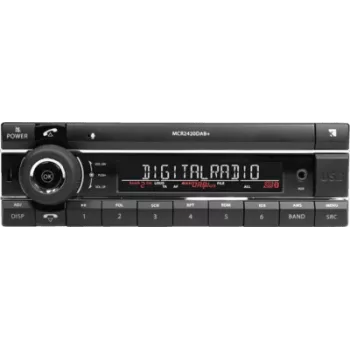 Auto DAB+ raadio Axion MCR 2420 — DAB+ tuuner, USB, AUX, Bluetooth, 24V, lühike võll