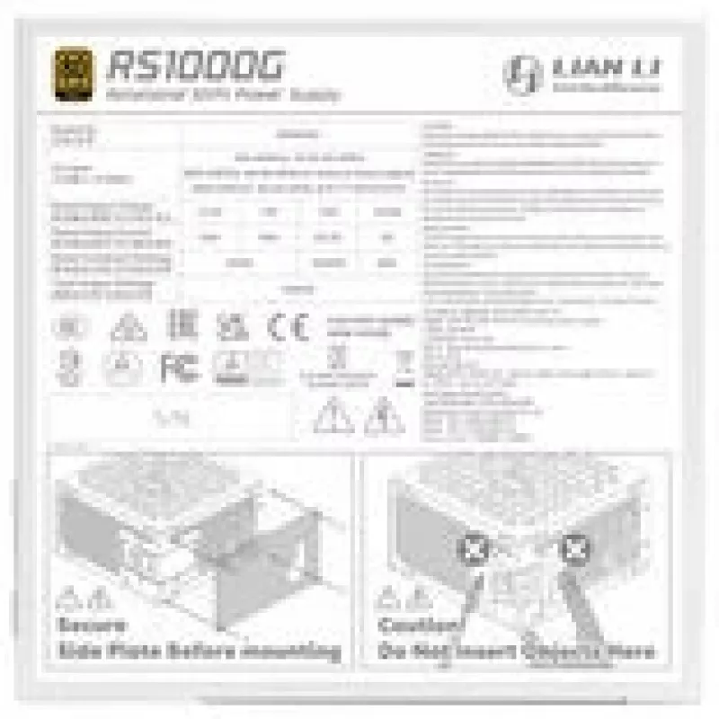 Toiteplokk Lian Li RS Series ATX 3.1 modulaarne 1000W 80 PLUS Gold valge