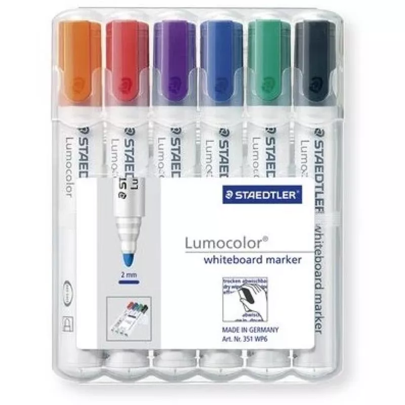 Marker Staedtler Lumocolor Valgeboard 351 6 tk kuulotsaga ots