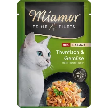 Märg kassitoit Miamor Fine Filets tuunikala köögiviljadega kastmes, 100 g kotike, täiskasvanud kassidele, monoproteiin