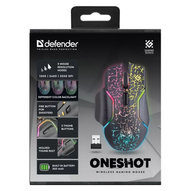 Defender Oneshot GM-067 Mängurihiir Paremakäeline RF Juhtmevaba + USB tüüp