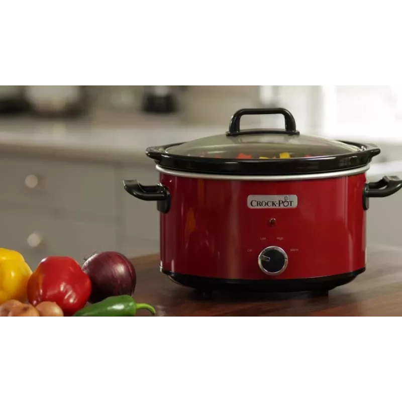 Aeglane pliit Crock-Pot SCV400RD 3,5 L keraamiline eemaldatav kauss, klaasist kaas, 2 kuumutusastet
