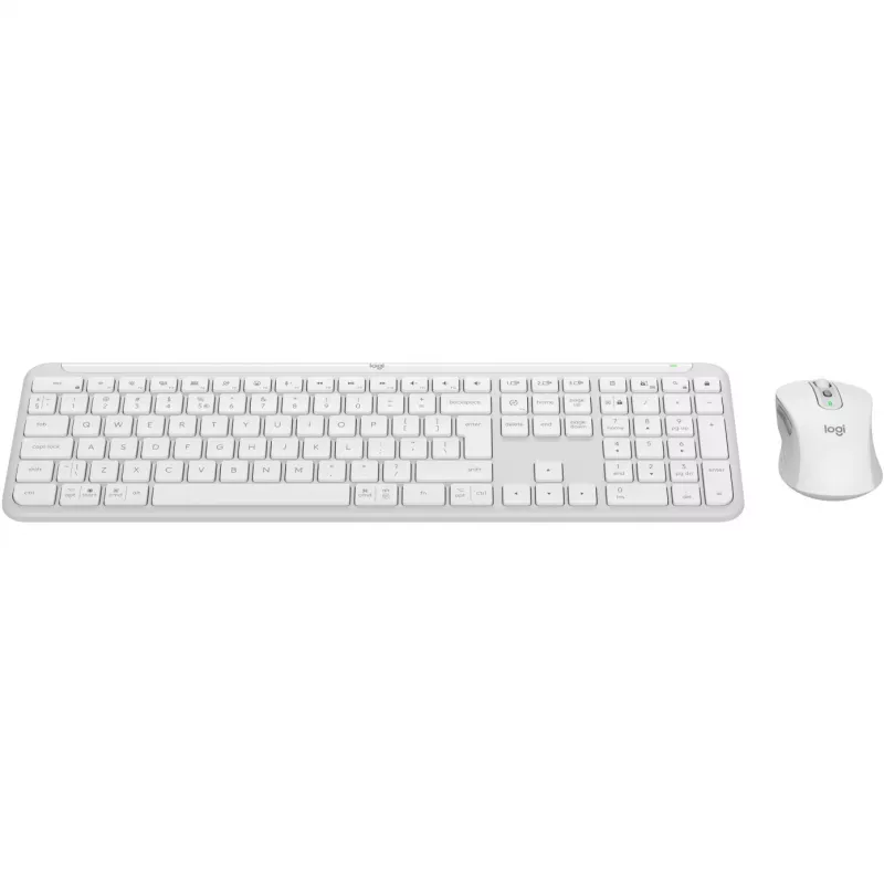 Logitech Signature Slim Combo MK950 – klaviatuuri- ja hiirekomplekt – 100% täissuuruses – juhtmevaba – Bluetooth 5.1 LE – QWERTY – US International – valkjas (920-012491)