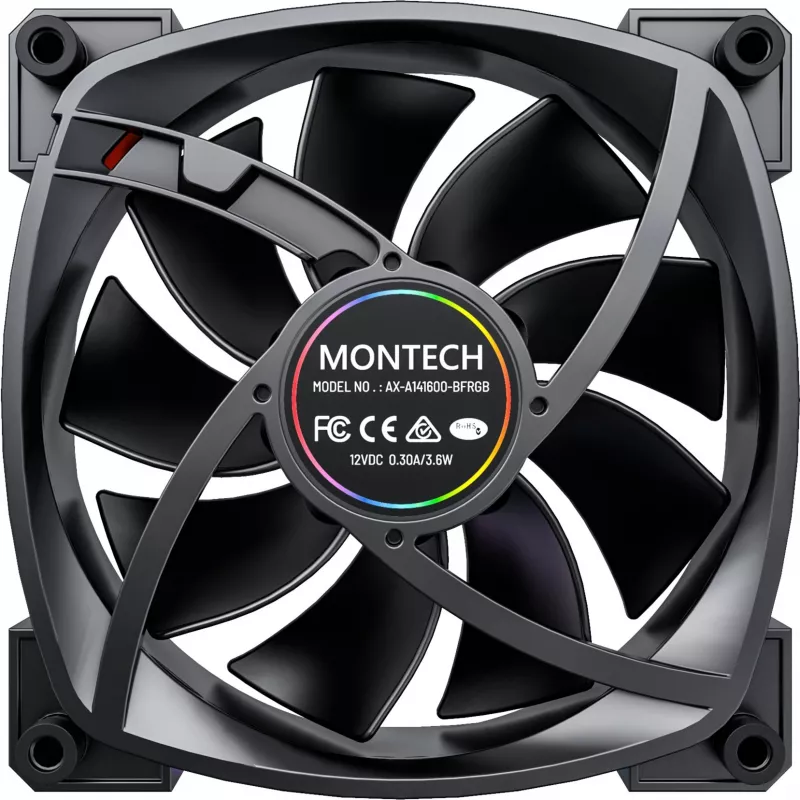 MONTECH RX140 PWM 140mm ARGB Reverse Blade korpuse ventilaator - must