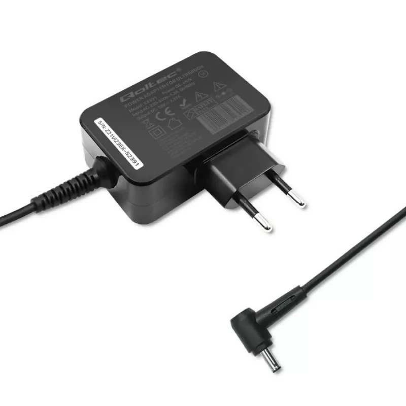 Toiteadapter QOLTEC 45W 19V kaasaskantavatele seadmetele — asendusadapter 45 W 19 V
