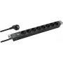 Pistikupesade liist helos PROFESSIONAL 19-tolline rack-kinnitus, 8 pistikupesa, 2,0 m kaabel