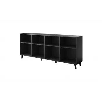 Kummut cama meble FARO KOM200 CZ — 2000×420×820 mm, matt must raam, tammepuidust esipaneelid