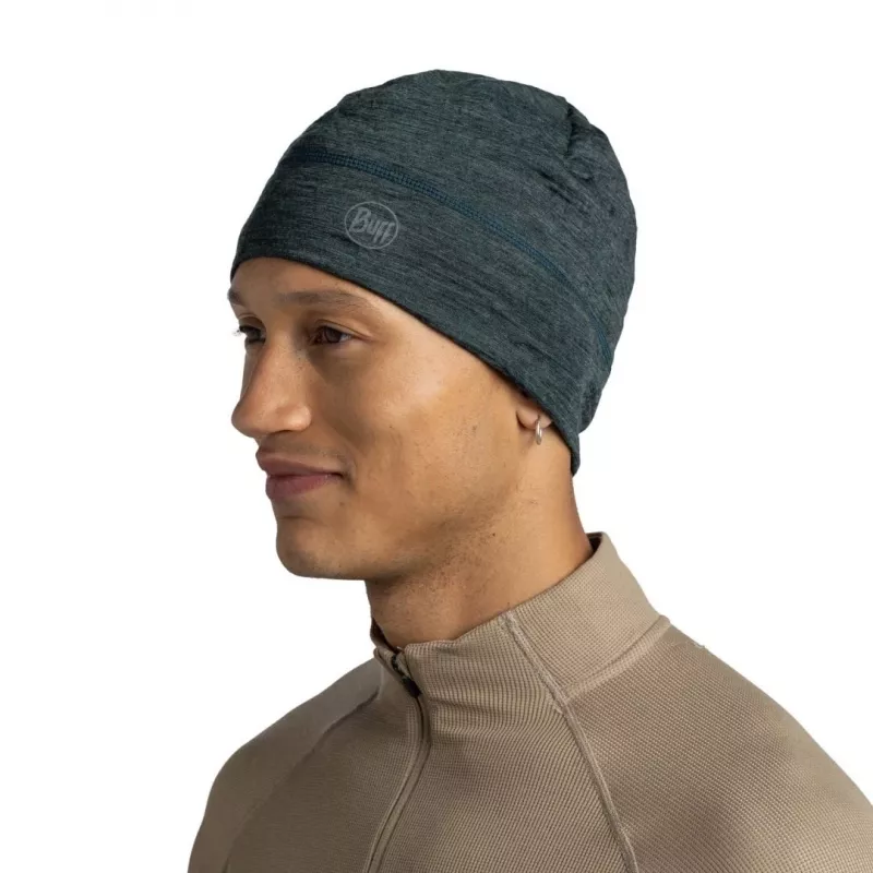 Müts Buff Merino Lightweight Multistripes Forest — Buff meriinovillast kergekaaluline müts, unisex, tumeroheline, 125 g/m²