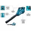 Makita DUB362Z juhtmeta lehepuhur 193 km/h Must, Türkiis 18 V Liitium-ioon (Li-Ion)