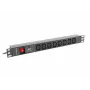 Lanberg PDU-08I-0200-C20-BK toitejaotusseade (PDU) 1U must 8 vahelduvvoolu väljundit (PDU-08I-0200-C20-BK)