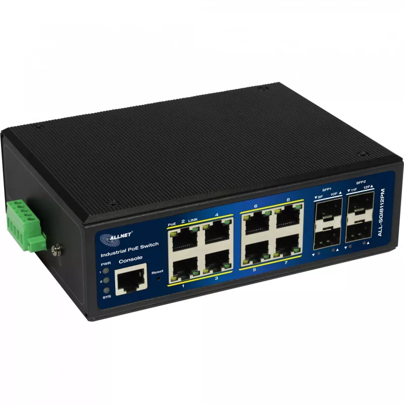 ALLNET tööstuslik PoE kommutaator ALL-SGI8112PMJ 8+4 pordiga